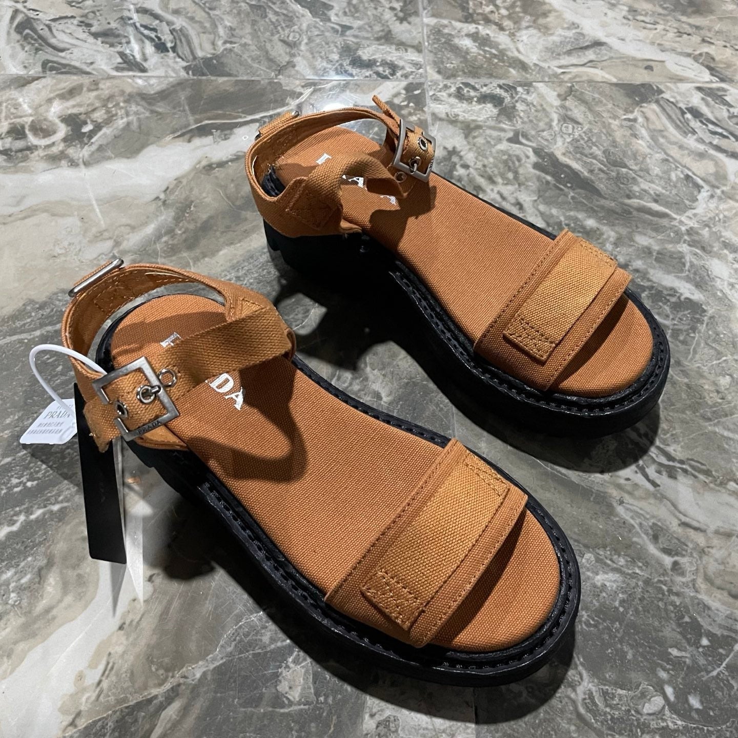Prada 2026 Monolith Sandal Multicolor Fabric Leather 715509