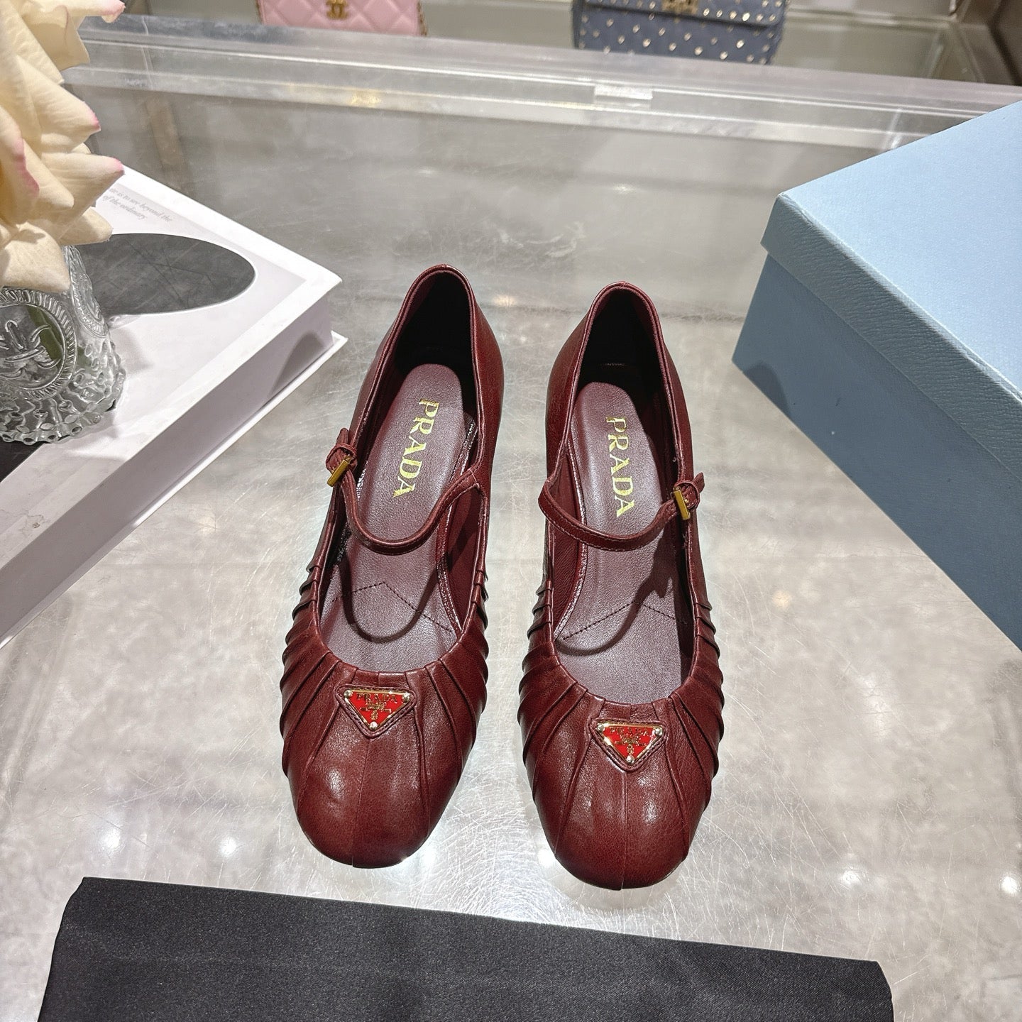 Prada 2026 Heel Ballet Shoe 40mm Sheepskin 715598