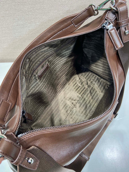 Prada 2026 Explore Bag 43cm Black and Brown Calfskin 351855