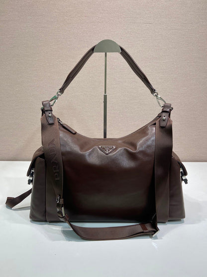 Prada 2026 Explore Bag 43cm Black and Brown Calfskin 351855