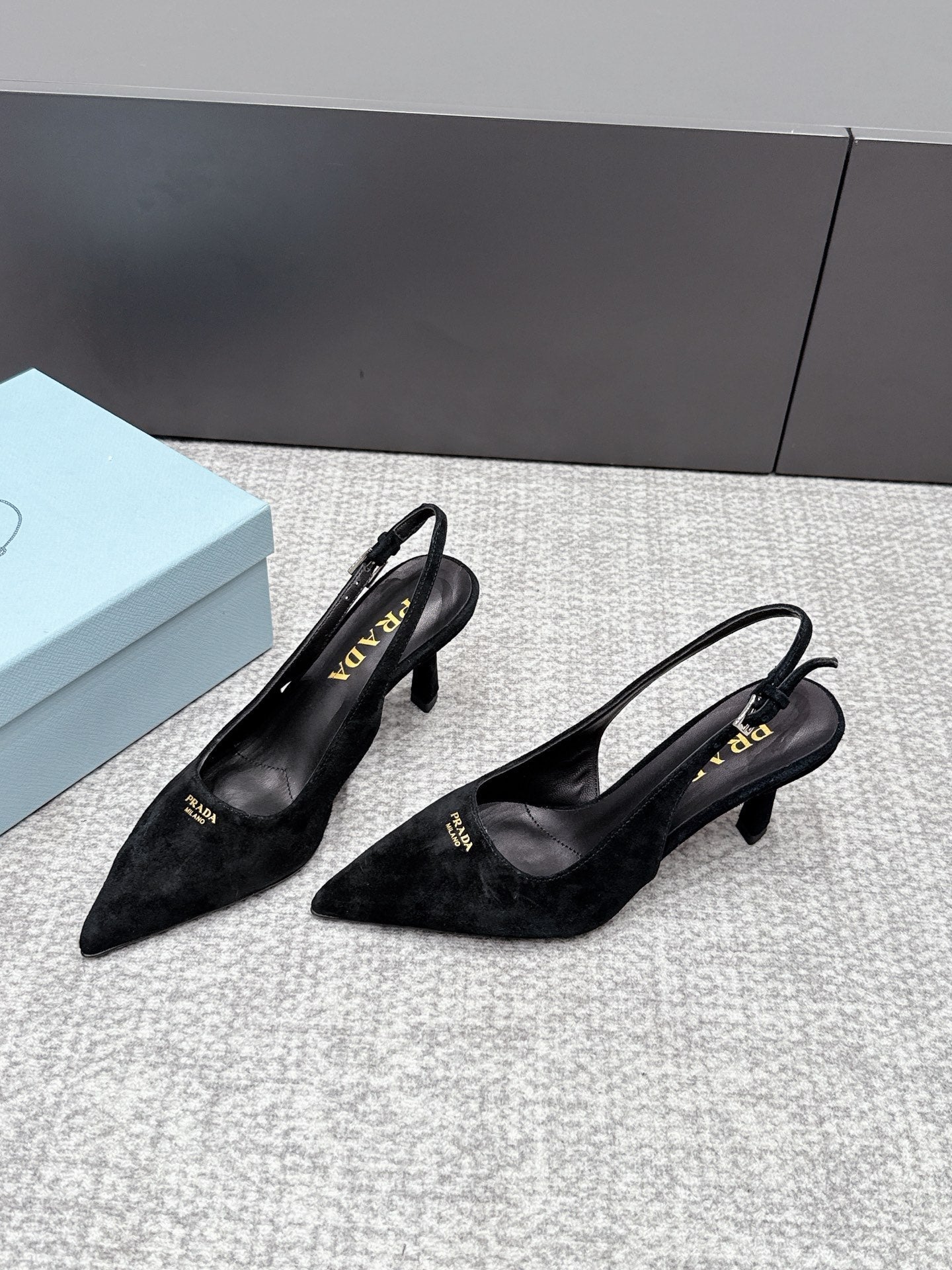 Prada 2026 Slingback 75mm Suede Lambskin 855691