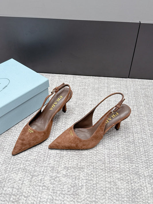 Prada 2026 Slingback 75mm Suede Lambskin 855691