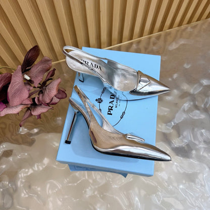 Prada 2026 Slingback Pump 100mm Metallic Leather 854181