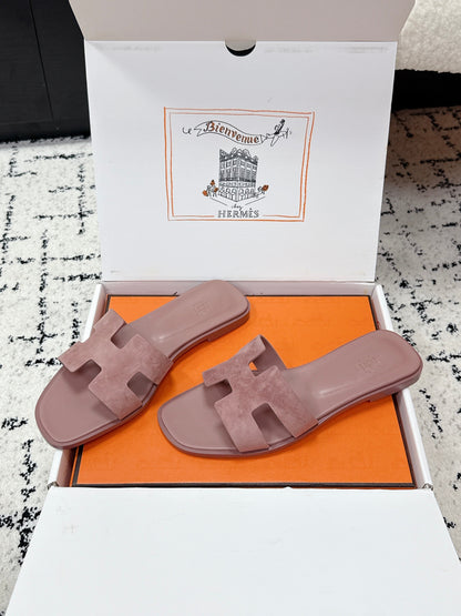 HM 26ss Oran Sandals Dusty Rose Suede 617186