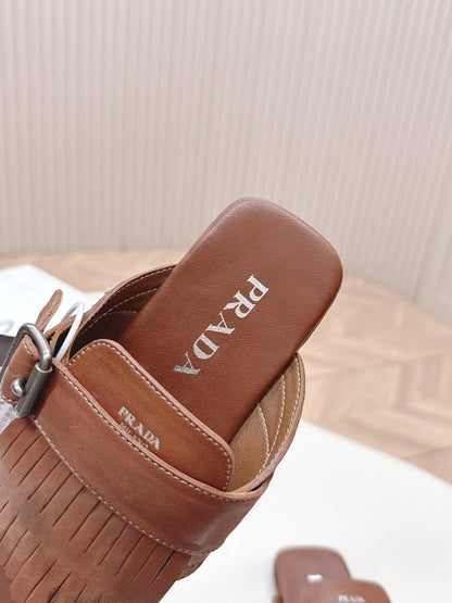PRA 26S Thong Sandals Brown Calfskin 600598