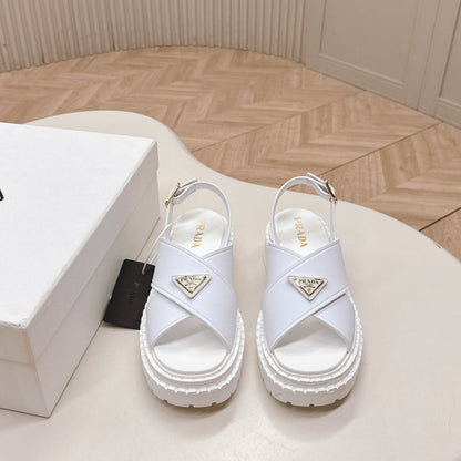 PRA 26S Platform Sandals White Cowhide 600564