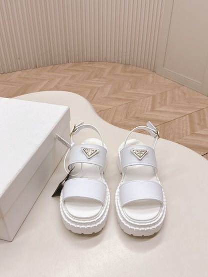PRA 26S Platform Sandals White Cowhide 600567