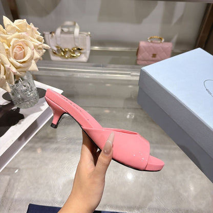 Prada 2026 Patent Leather Kitten Heel Sandals 45mm 782429
