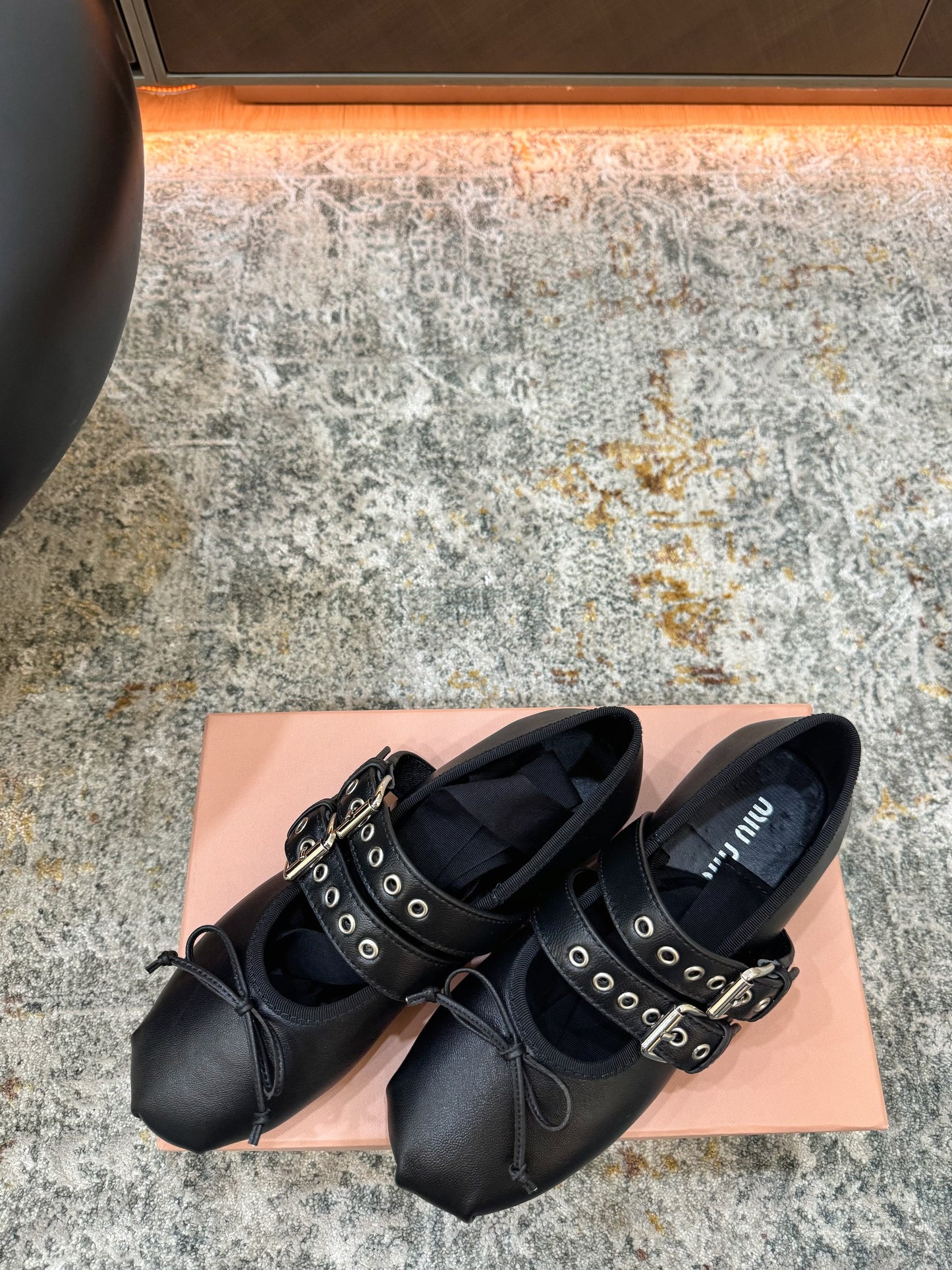 Miumiu 26ss Mary Janes Ballet Flat Black Cowhide 709812