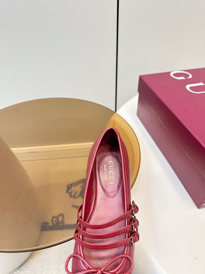 GG 26SS Ballet Flats Burgundy Sheepskin 645706