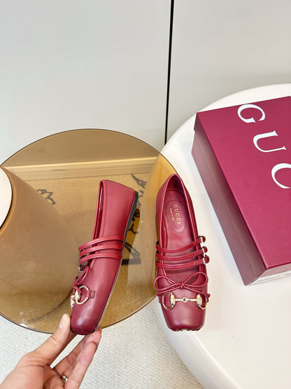 GG 26SS Ballet Flats Burgundy Sheepskin 645706