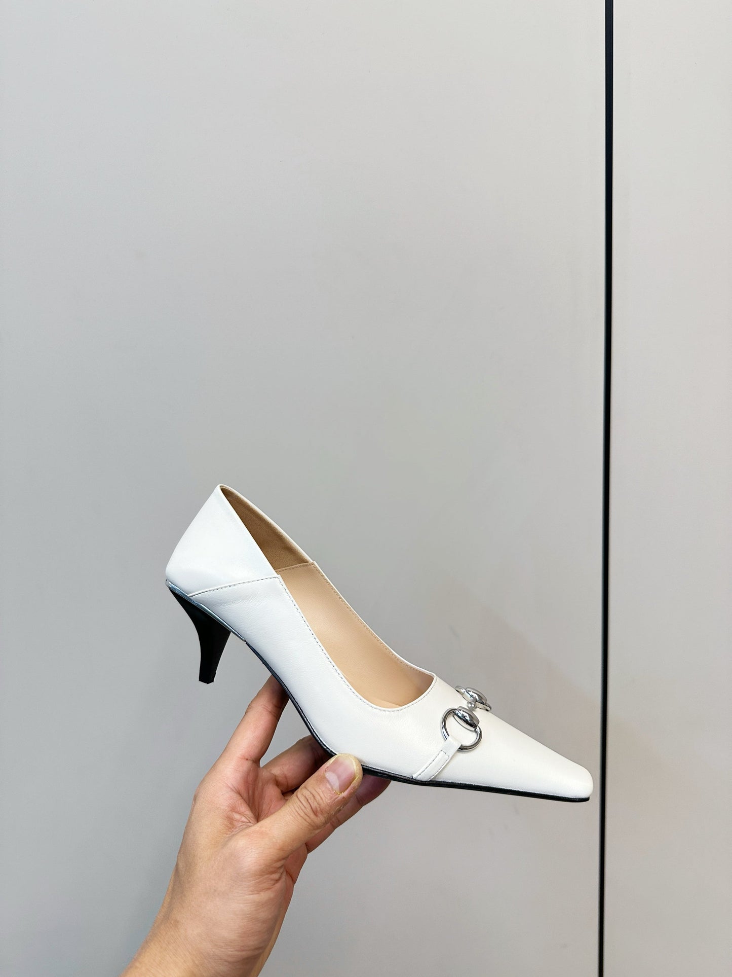 GG 26SS High Heels Pump White Calfskin 645694