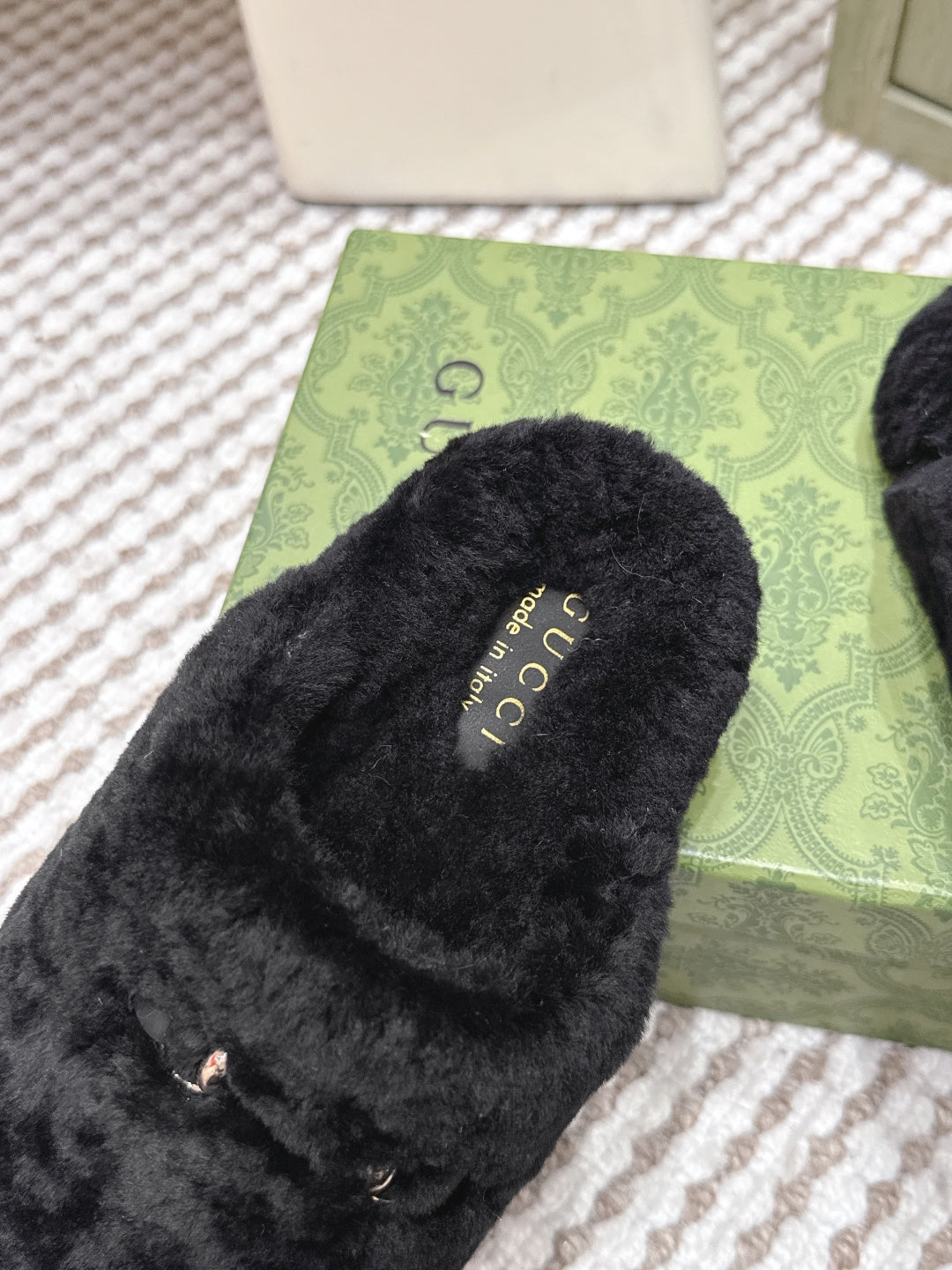 GG 26ss Loafers Rhinestones Black Wool 612026