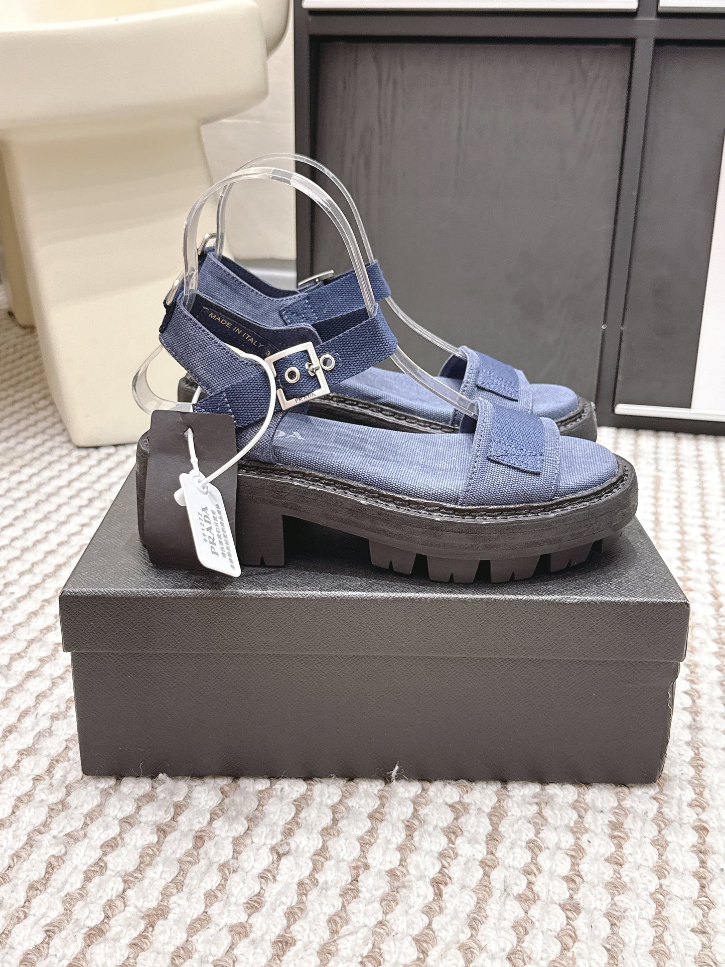 PRA 2026S Roman Sandals Dark Blue Canvas 657519