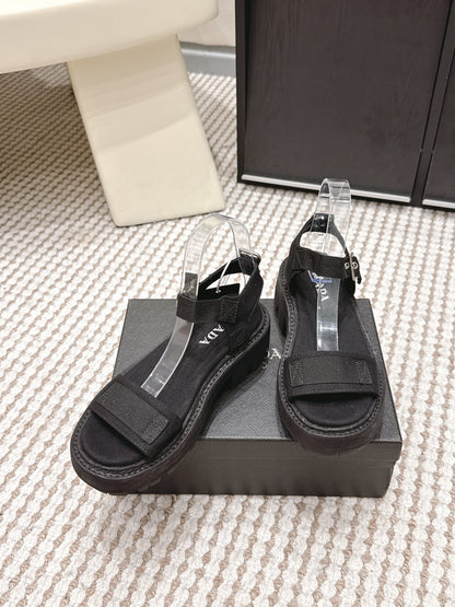 PRA 2026S Roman Sandals Black Canvas 657520