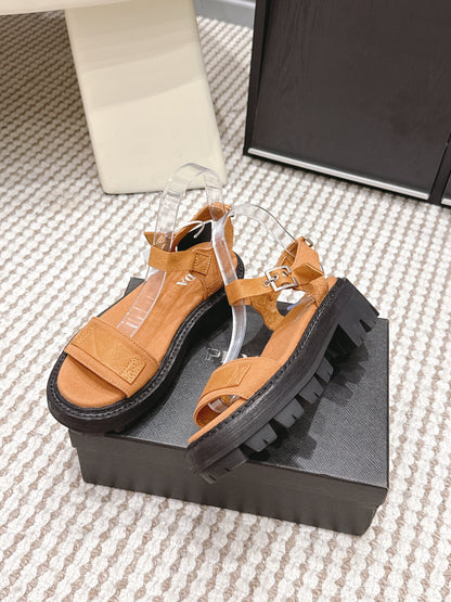 PRA 2026S Roman Sandals Tan Brown Canvas 657523