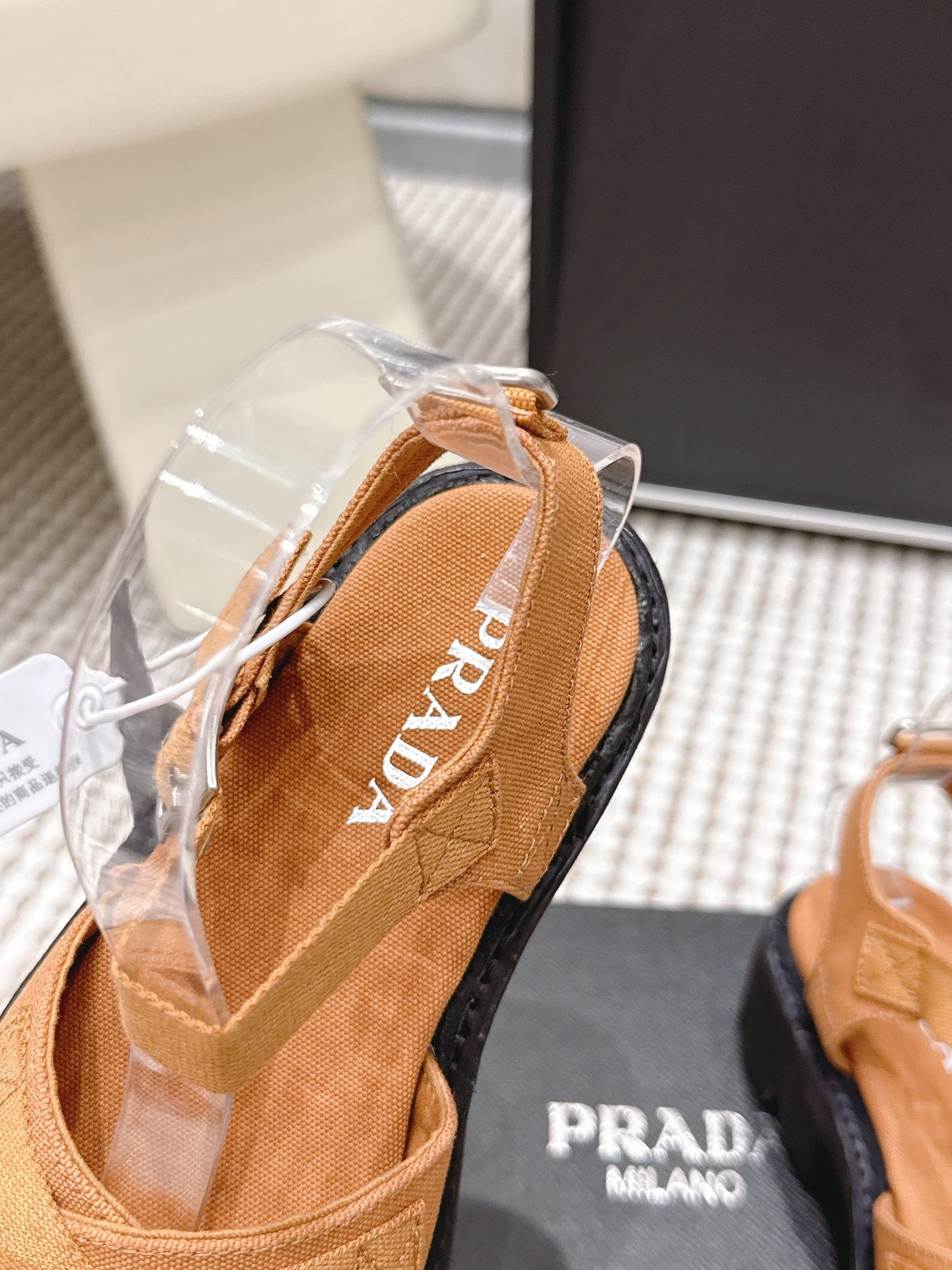 PRA 2026S Platform Sandals Camel Brown Black Canvas 657525