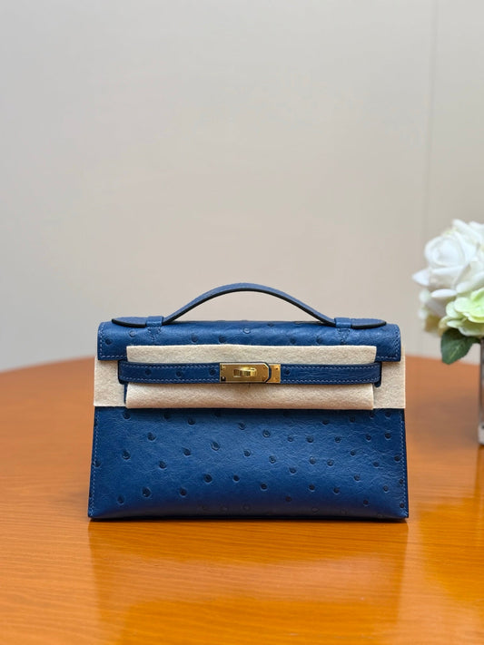 Hermes 2026 Mini Kelly Bag 22cm Ostrich Leather 284424