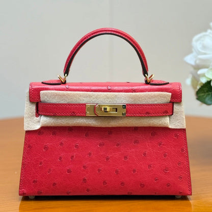 Hermes 2026 Mini Kelly Bag 19cm Ostrich Leather 284449