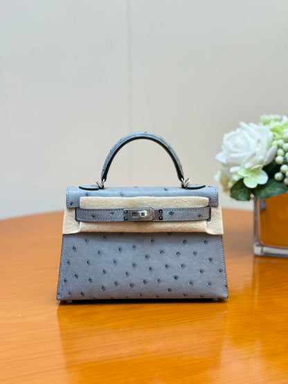 Hermes 2026 Mini Kelly Bag 19cm Ostrich Leather 284449