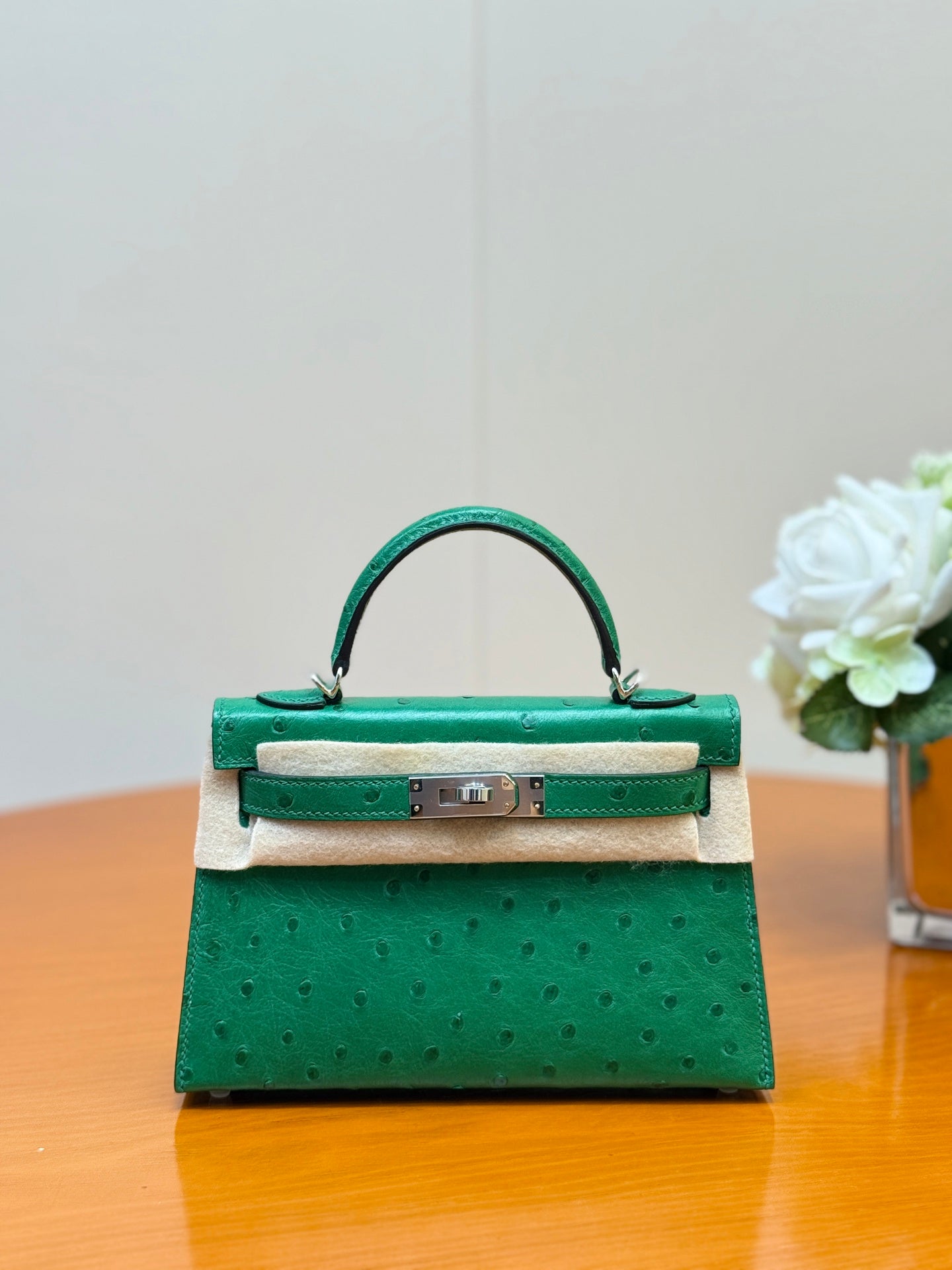 Hermes 2026 Mini Kelly Bag 19cm Ostrich Leather 284449