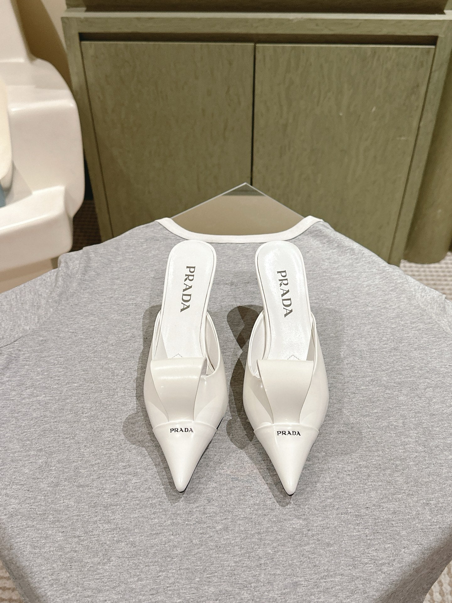 PRA 2026S High Heel Mule 80 White Sheepskin 657666