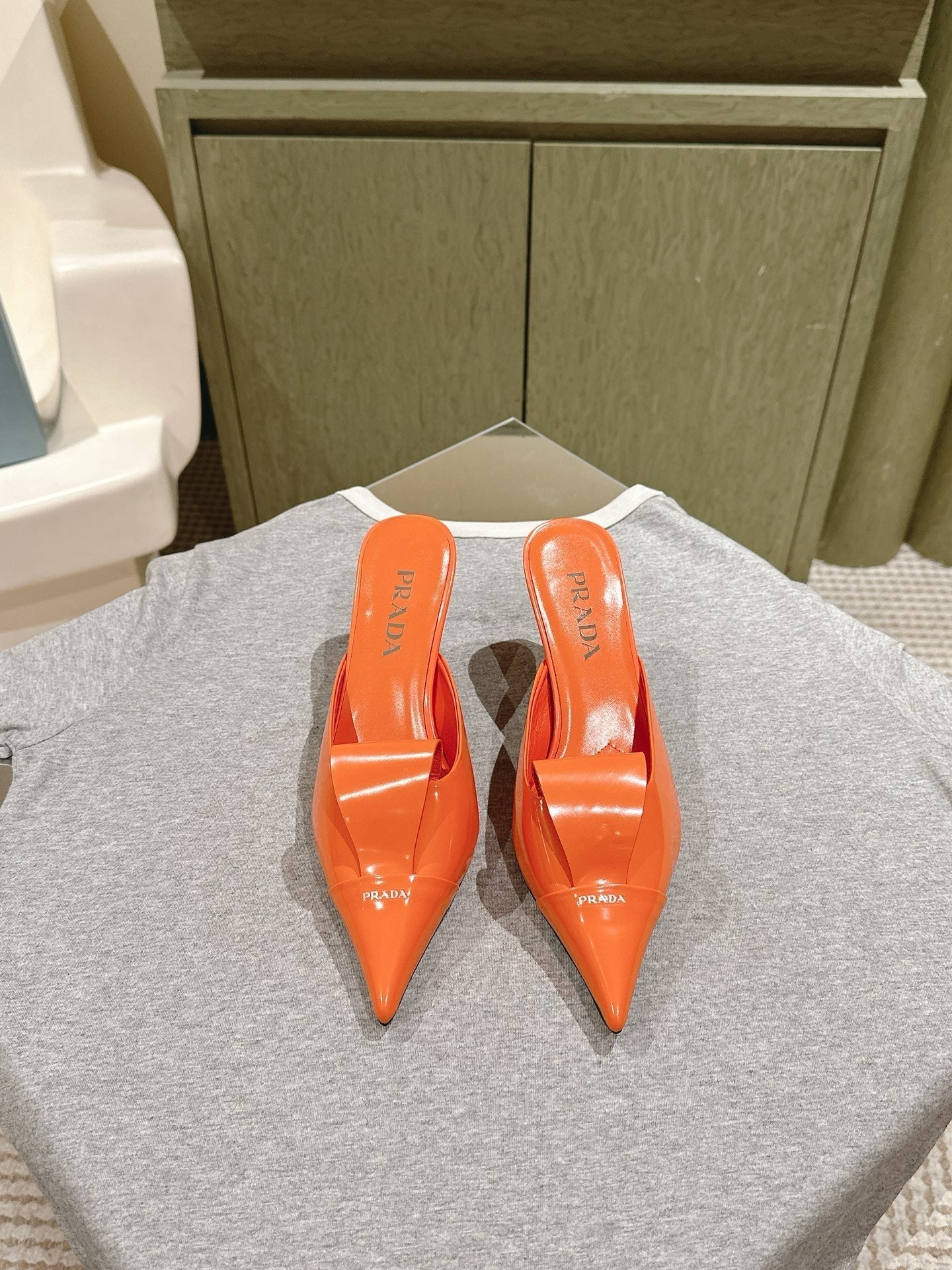 PRA 2026S High Heel Mule 80 Orange Sheepskin 657669