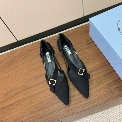 Prada 2026 Pumps 25mm Canvas Metal Buckles Logo 793081