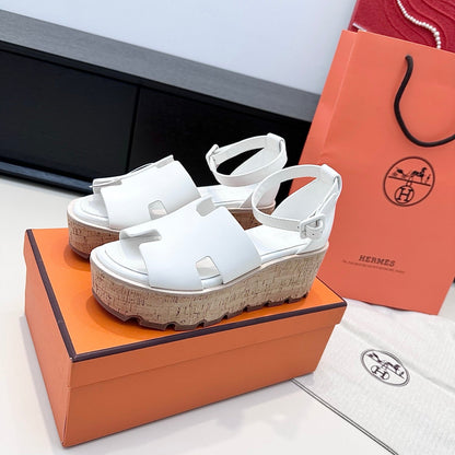 HM 26ss Platform Wedge Sandals 70 White Cowhide 622762