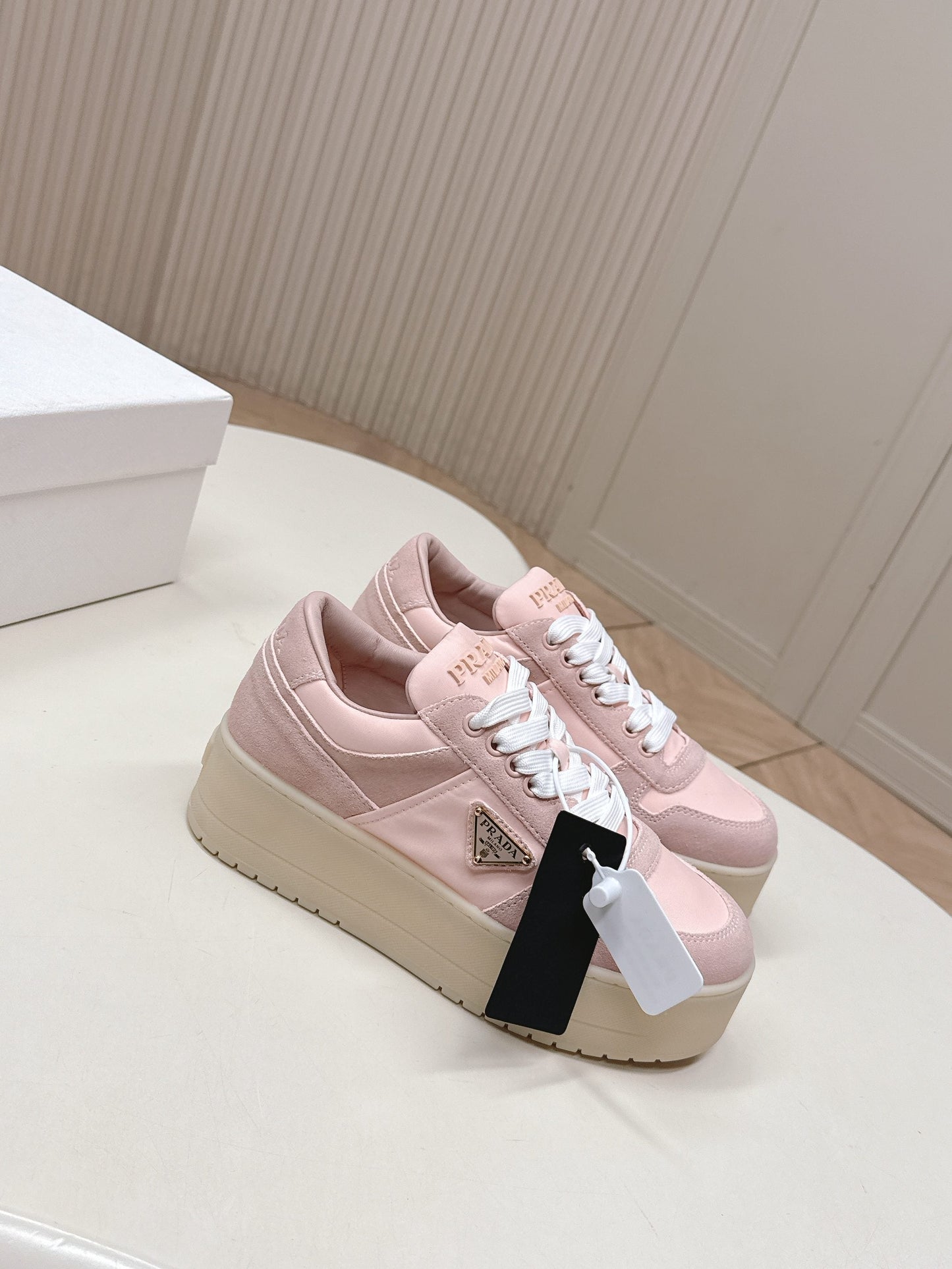 PRA 2026S Platform Sneakers 50 Pink Suede Cowhide 663494