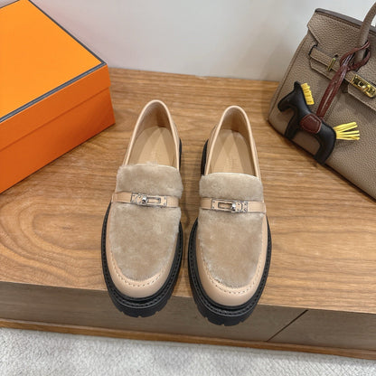 HM 26ss Loafers Dark Beige Wool Calfskin 638438