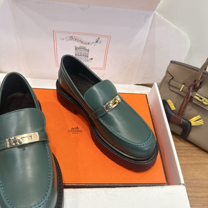 HM 26ss Loafers Dark Green Calfskin 638442
