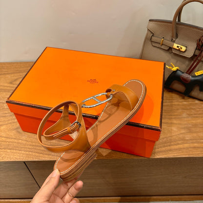 HM 26ss Sandals Camel Brown Genuine Leather 638534