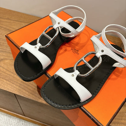 HM 26ss Sandals Black White Genuine Leather 638532