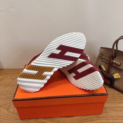HM 26ss Sneakers Burgundy Leather 638577