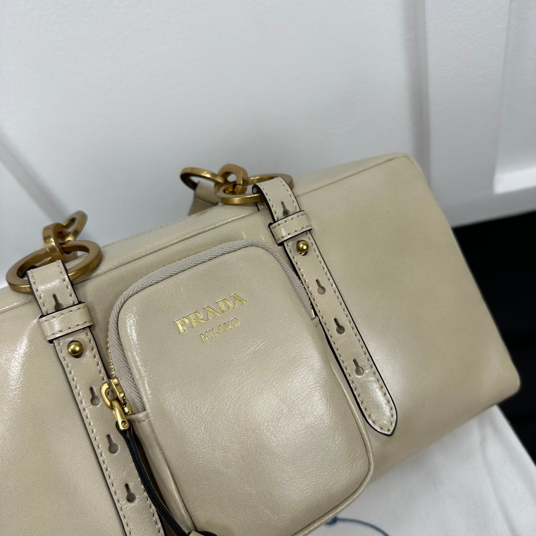 Prada 2026 Dangle Medium Shoulder Bag 30cm Patent Calfskin