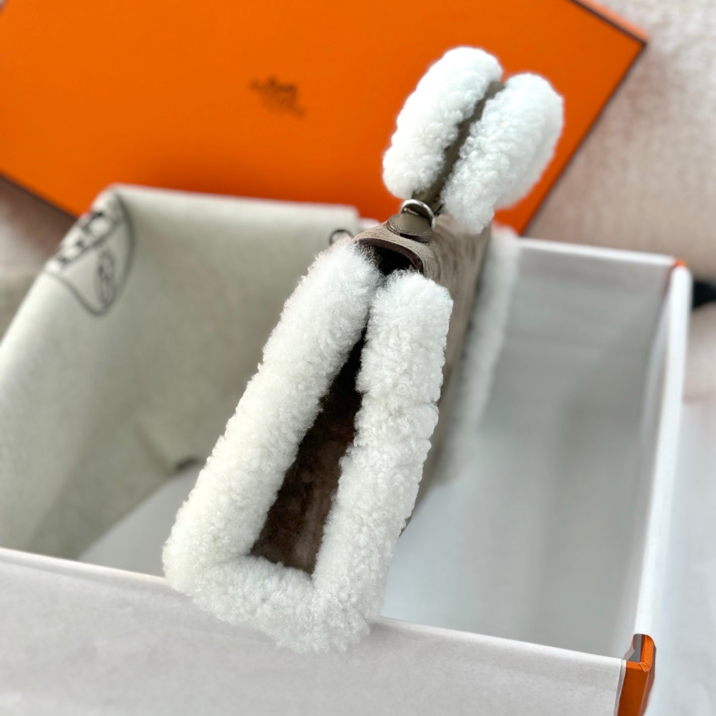 Hermes 2026 Mini Kelly Bag Etoupe Suede Wool 284469