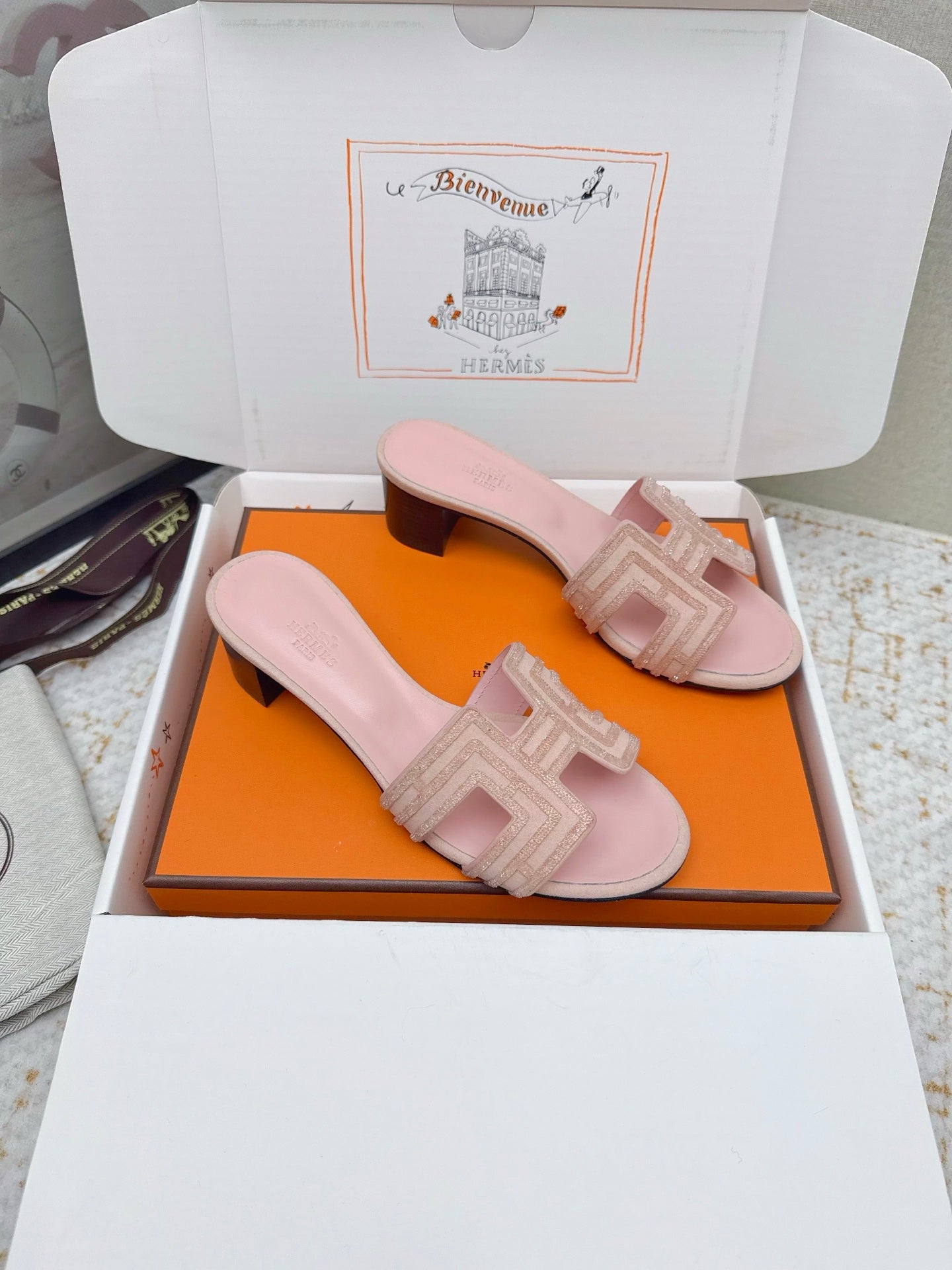 HM 26ss Oran Sandals 50 Light Pink Cowhide 625229