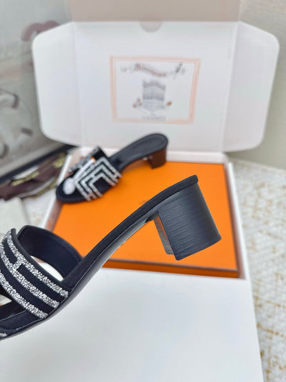 HM 26ss Oran Sandals 50 Black Cowhide 625230