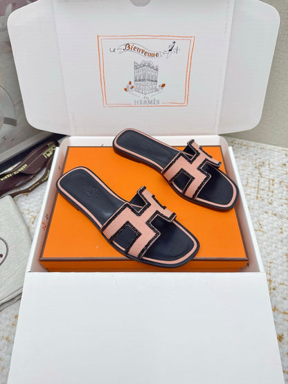 HM 26ss Oran Sandals Black Pink Sheepskin Rhinestone 625232