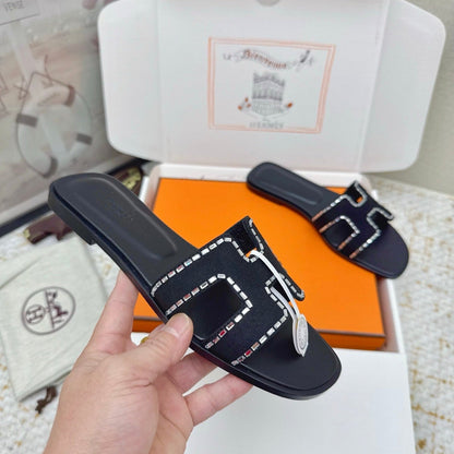 HM 26ss Oran Sandals Black Suede Sheepskin 625238