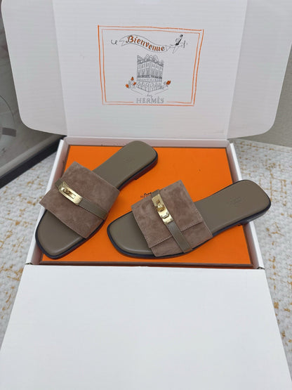 HM 26ss Oasis Sandals Brown Suede Cowhide 625146