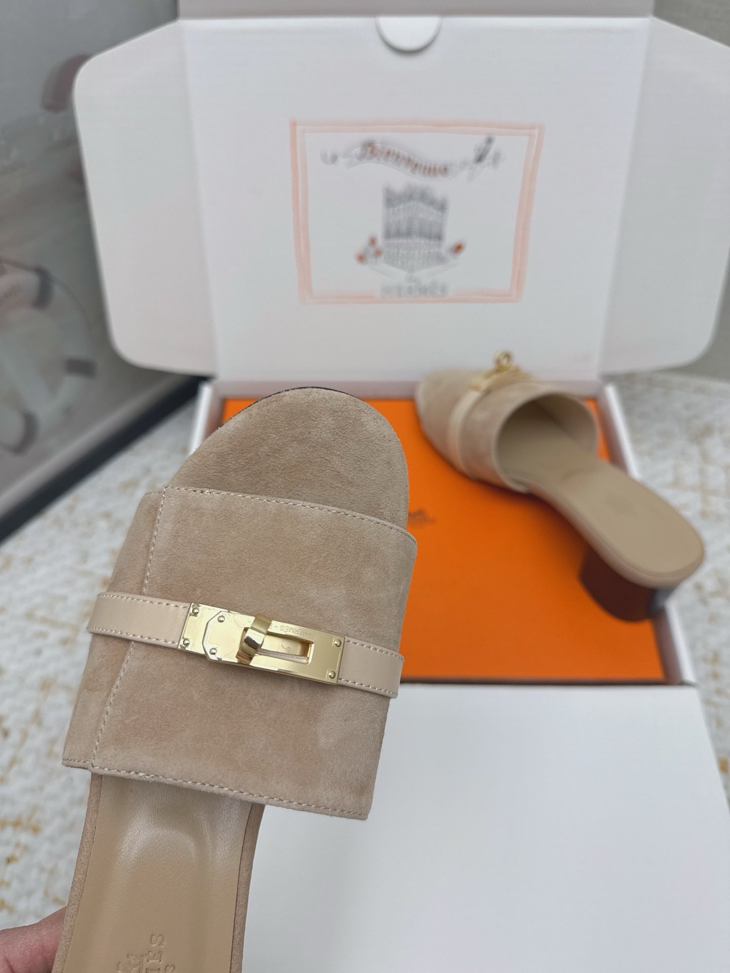 HM 26ss Oasis Sandals 50 Beige Suede Cowhide 625148