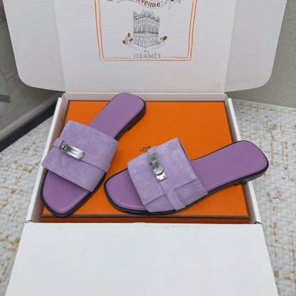 HM 26ss Oasis Sandals Purple Suede Cowhide 625177