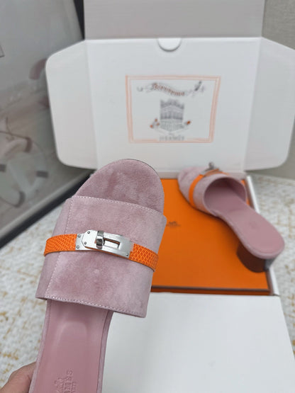 HM 26ss Oasis Sandals 50 Rose Nude Suede Cowhide 625183