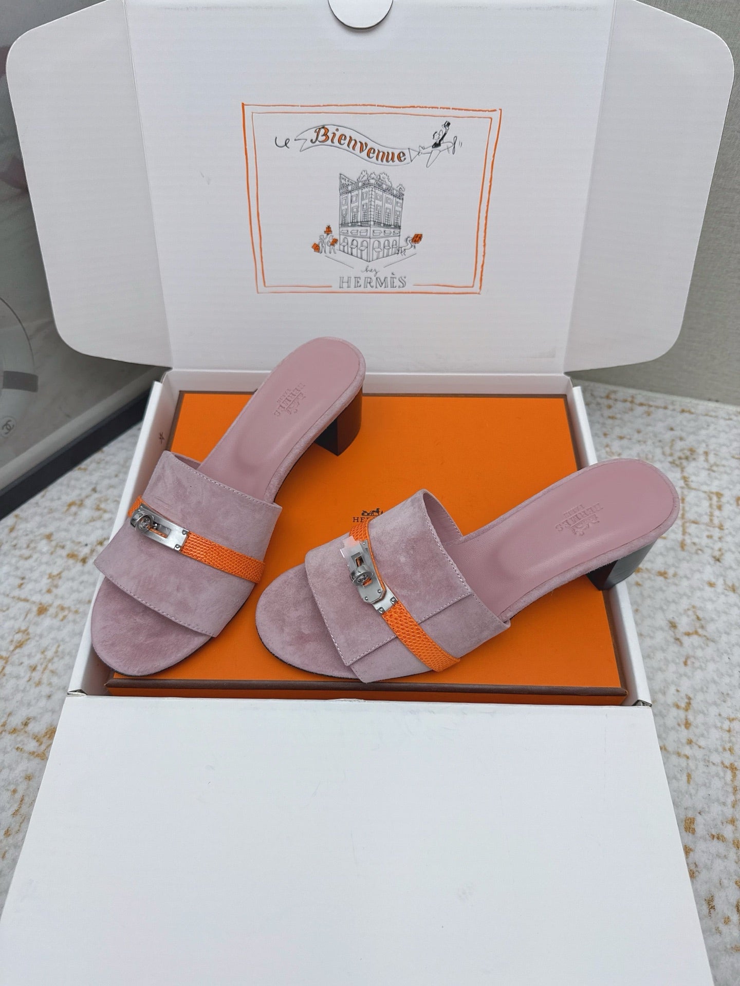 HM 26ss Oasis Sandals 50 Rose Nude Suede Cowhide 625183