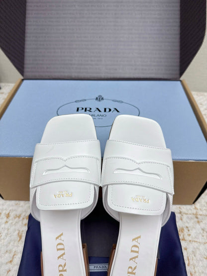 Prada 2026 Square Toe Slippers Italian Leather 731000