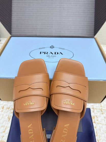 Prada 2026 Square Toe Slippers Italian Leather 731000