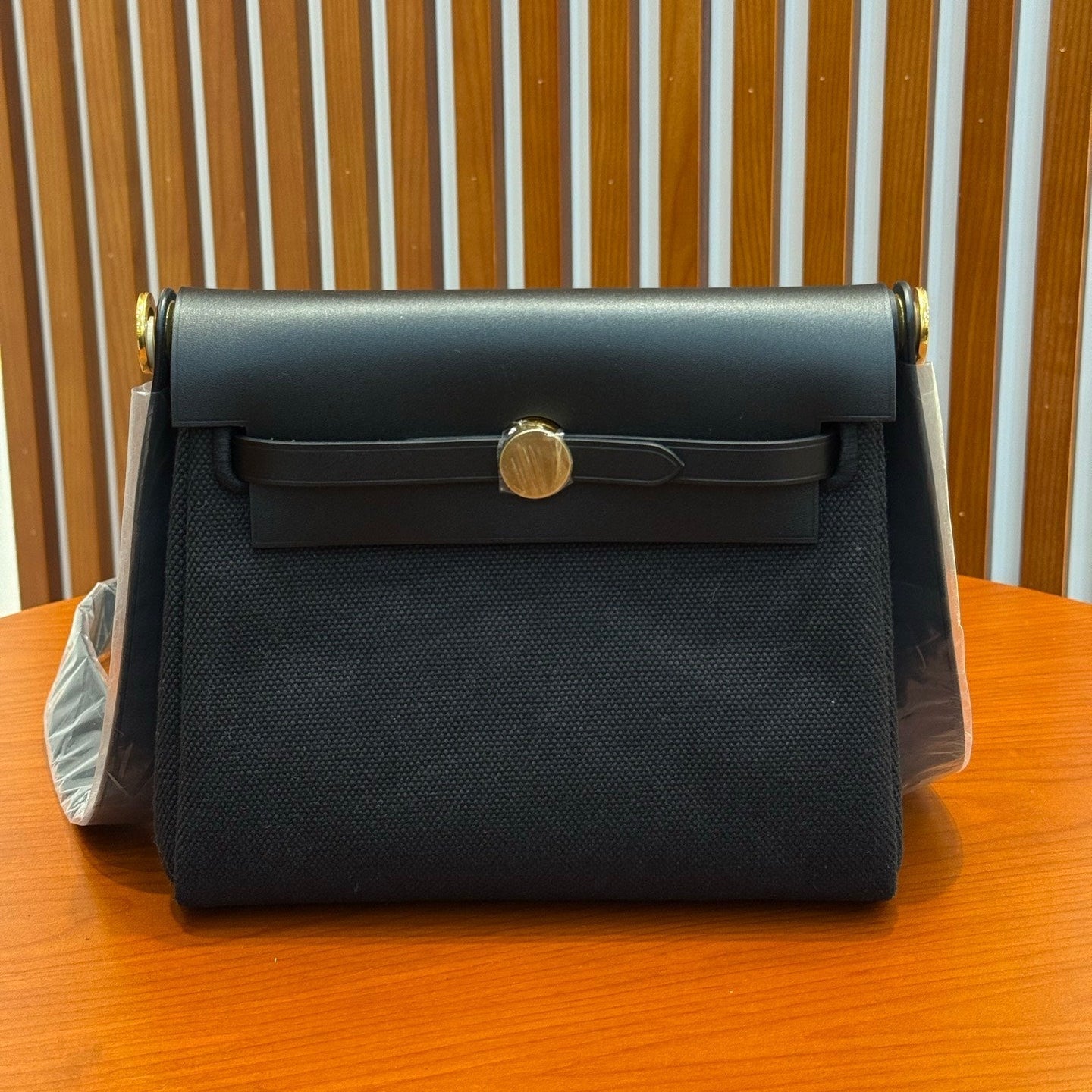 Hermes 2026 Herbag Zip 20cm Black Canvas Leather 284492