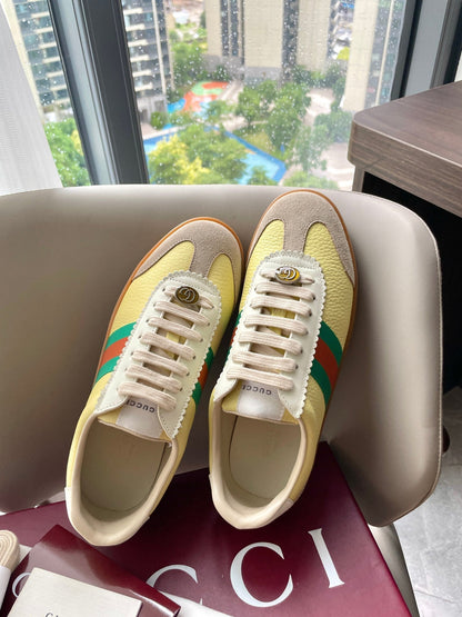 GG 26 Sneaker Light Yellow Beige Suede Cowhide 632806